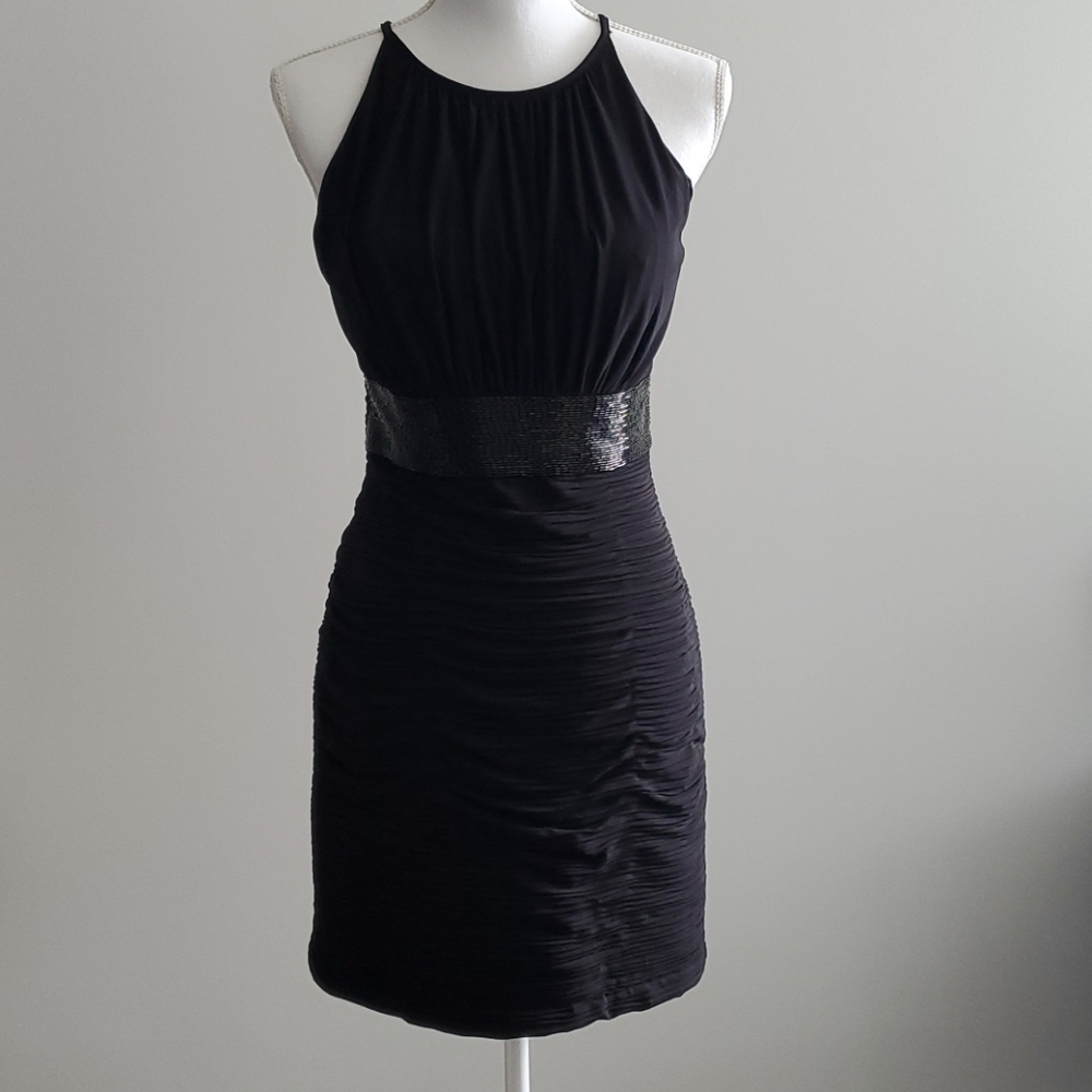 JS Boutique black halter top cocktail dress